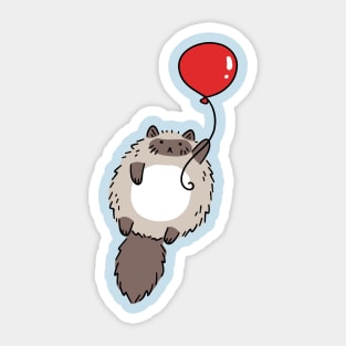 Red Balloon Fluffy Siamese Cat Sticker